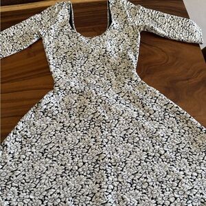 Elegant Black and White Floral Dress